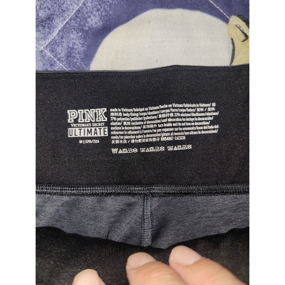 Victoria Secret Stretch Leggings Gray Pink White Pockets Women's Medium - Picture 7 of 13